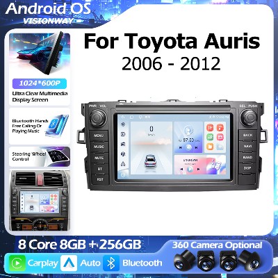 Android 16 Bezprzewodowy CarPlay do Toyota Auris Corolla 20062012 Radio Samochodowe Inteligentny Odtwarzacz Multimedialny Auto WIFI 4G DSP GPS