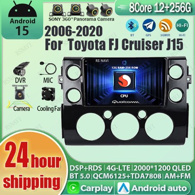 Radio samochodowe Androidem 15 CarPlay Auto Qualcomm ekranem 2K QLED do Toyota FJ Cruiser J15 20062020 DSP multimedia stereo BT 4G