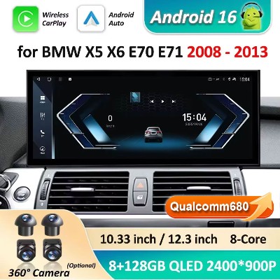 Nawigacja GPS Android 16 dla BMW X5 X6 E70 E71 2008 2013 System ClCCCC Radio Samochodowe Odtwarzacz Multimedialny BT 4G DSP Stereo WiFi 4Ｇ