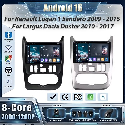 Android 16 Radio Samochodowe do Renault Logan Sandero 2009 2015 oraz Largus Dacia Duster 2010 2017 Jednostka Główna Stereo Odtwarzacz Multimedialny 5G
