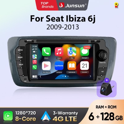 Junsun Bezprzewodowy CarPlay dla Apple Android Auto Radio Samochodowe do Seat Ibiza 6j 20092013 GPS 4G RDS BT Multimedia Stereo TouchScreen