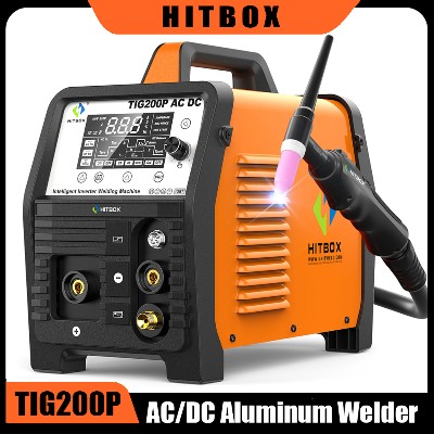Spawarka HITBOX 220V 200A TIG TIG200P ACDC do spawania aluminium inteligentna spawarka inwertorowa profesjonalne narzędzie