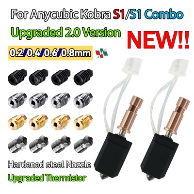 Dla Anycubic Kobra S1 Hotend ceramiczny Nowa aktualizacja Hotend dla Kobra S1 Combo Head S1C Drukarka 3d 24V 48W 200K Szybkie nagrzewanie 300