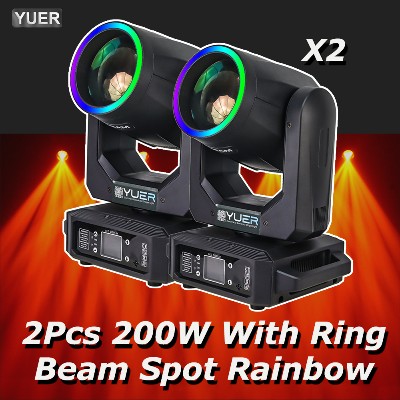 sztuki 200W LED ruchomą głowicą punktową 18 obrotowym pryzmatem Efekt tęczy DMX512 Światła sceniczne Disco Party CLub