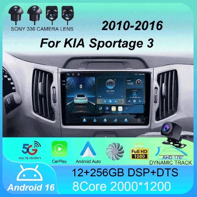Radio samochodowe Android 16 bezprzewodowym CarPlay Auto dla KIA Sportage 20102015 2016 4GWIFI Odtwarzacz multimedialny wideo GPS 2din Autoradio