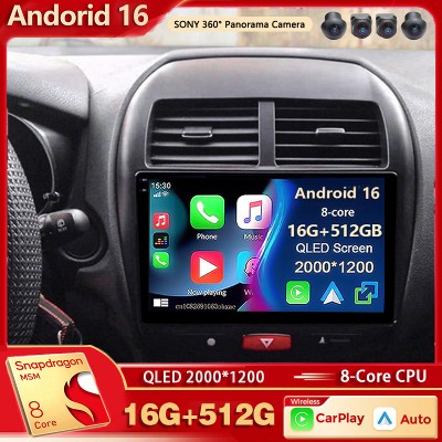 Android 16 do Mitsubishi ASX 20102016 2K QLED Radio Samochodowe Stereo Multimedialny Odtwarzacz Wideo GPS AI Voice CarPlay Head Unit 4G DSP