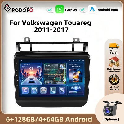 Podofo Android Radio Samochodowe do VolkVolkswagen Touareg 20112017 Bezprzewodowy Carplay Nawigacja GPS Din DSP Jednostka Główna