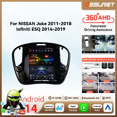 7calowe bezprzewodowe radio samochodowe Carplay Android 14 do NISSAN Juke 20112018 Infiniti ESQ 20142019 Autoradio GPS Kamera 360 Cam 2din multimedialne
