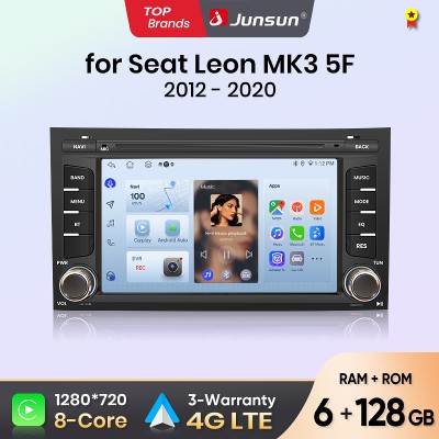 Radio samochodowe Junsun cali do Seat Leon MK3 5F 2012 2013 2014 2020 Wireless CarPlay Android Auto FM RDS DSP GPS Multimedia
