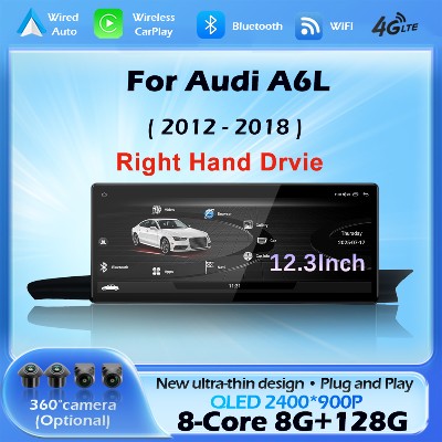 Android 16 Prawostronny układ kierowniczy RHD do Audi A6 A6L A7 2012 2018 Bezprzewodowy CarPlay Samochodowy Radioodtwarzacz Multimedialny DSP Nawigacja GPS WIFI