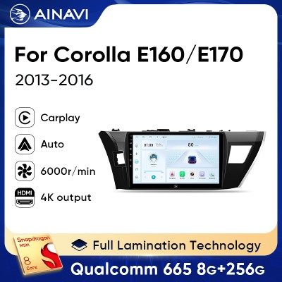 Ainavi Radio samochodowe do Toyota Corolla 2014 2015 2016 E160 E170 Bezprzewodowy Carplay Android Auto Samochodowy odtwarzacz multimedialny Stereo DIN