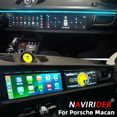 Podwójny ekran wyświetlacza do Porsche Macan 20142017 Multimedialny odtwarzacz wideo Nawigacja stereo GPS Auto Radio Android 14 Jednostka główna 4G