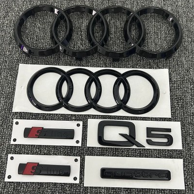 285mm Logo Audi Q5 20142019 Ring ABS Emblemat na Maskę Samochodu Przedni Grill Tylną Klapę Bagażnika Naklejka Q5 Emblemat Quattro Sline