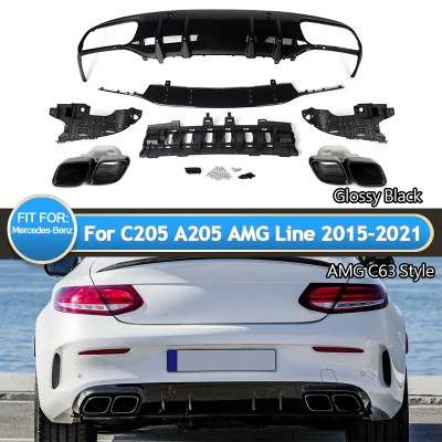Tylny dyfuzor Magickit końcówkami wydechu do Mercedes Benz Class C205 A205 Coupe 20152018 C63 Style Tylny zderzak Dyfuzor Warga