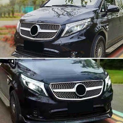 Zmodyfikowana osłona chłodnicy stylu Diamond GT pasująca do Mercedes Benz Vito W447 20152023 środkowa siatka maski silnika