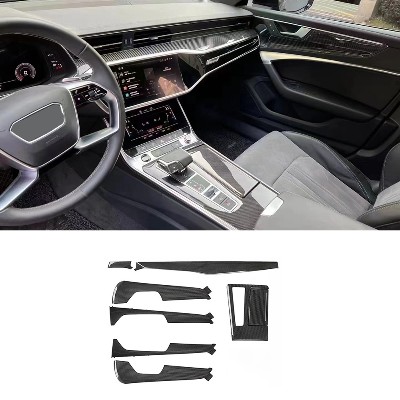 Wnętrze prawdziwego włókna węglowego Do Audi A6 A7 C8 20192025 modyfikacja wnętrza samochodu Aktualizacja RS6 RS7 ten sam styl 8częściowy zestaw