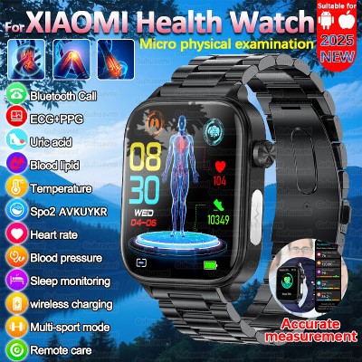 Nowy smartwatch 2025 dla XIAOM1 EKGPPG pomiarem tłuszczu we krwi kwasu moczowego monitorowaniem zdrowia dla kobiet mężczyzn pomiar tętna ciśnienia krwi połączenia Bluetooth