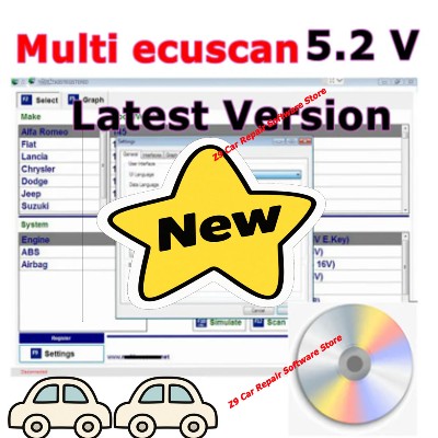 2025 Gorący trend Oprogramowanie Multiecuscan 52 dla Fiata Oprogramowanie skanera Multiecuscan V52 dla FiataChryslerDodgeJeepSuzuki