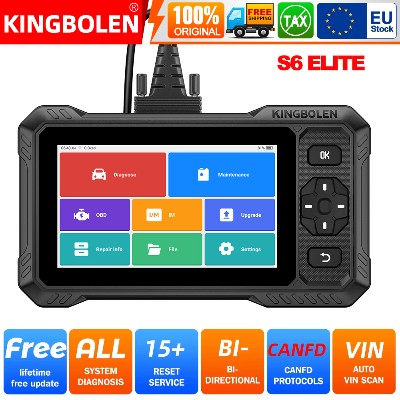 2026 New KINGBOLEN S6 Elite Car Diagnostic Tools Bidirectional Scan Tool Support CANFD All System Auto VIN Scan 15 Reset