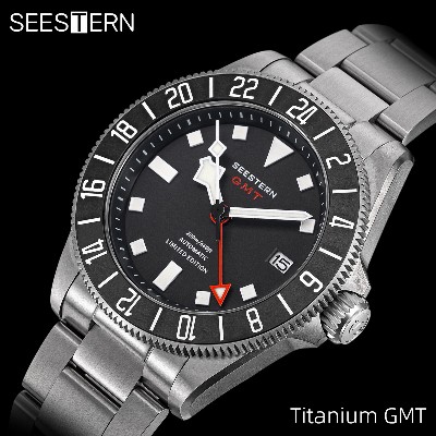 SEESTERN Diver Man Watch Titanium Automatic GMT Mechanical Wristwatch NH34 Movement Sapphire Crystal 20ATM Waterproof Lume S462