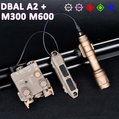 DBAL A2 Red Green Dot Laser Surefi M300 M600 Latarka Przełącznik ciśnieniowy Myślistwo Airsoft Broń Światło Do Szyny MLOK KEYMOD 20mm