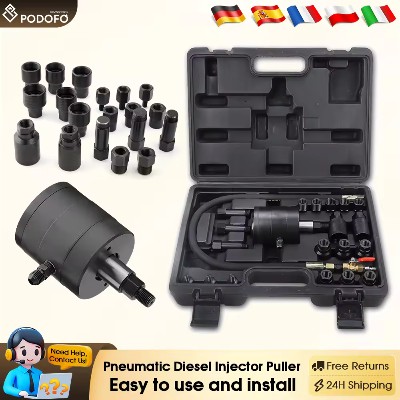 Podofo 21częściowy zestaw pneumatycznych ściągaczy do wtryskiwaczy diesla różnymi adapterami do usuwania zablokowanych wtryskiwaczy silnikach diesla