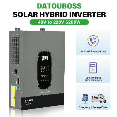 DATOUBOSS 6200W Solar Hybrid Inverter 48V to 220V Pure Sine Wave Use for Home Emergency Power Supply Parallel Support