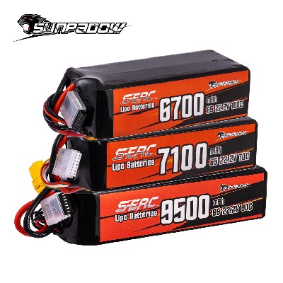 Akumulator Lipo SUNPADOW 6S 222V 7100mAh 9500mAh złączem XT60 XT90 do samolotów RC quadrocopterów dronów helikopterów FPV modeli wyścigowych