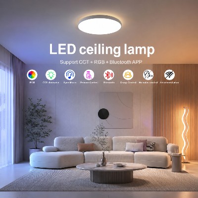 Inteligentna lampa sufitowa LED RGB 22W sterowanie przez aplikację Bluetooth ściemnialna 27006500K tryb muzyczny timer klasyfikacja IP44 do łazienki