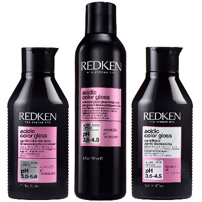 Redken Acidic Color Gloss Shampoo 300ml Activated Glass Gloss Treatment 237ml and Conditioner 300ml