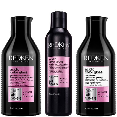 Redken Acidic Color Gloss SulphateFree Shampoo 500ml Activated Glass Gloss Treatment 237ml and Conditioner 500ml Bundle