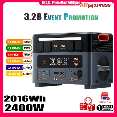 Oscal PowerMax 2400pro Przenośna Stacja Zasilania 2400 2W 3892WH Ogniwo Słoneczne Kemping Plenerowy Dom Awaryjny Mobilny Power Bank