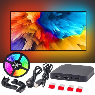 Smart Ambient TV LED Backlight 4K 14 20 HDMI Device Sync Box WS2812B 5050 RGBIC Strip Light Kit dla 2465calowego komputera PS4 XBOX