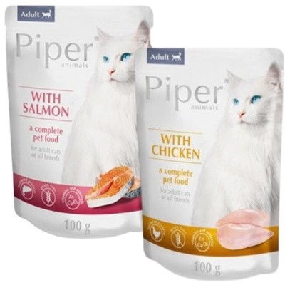PIPER Adult Mix smaków kurczakiem łososiem 24x100 mokra karma dla kotów