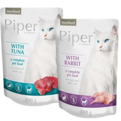 PIPER Sterilised Mix smaków królikiem tuńczykiem 24x100 mokra karma dla kotów po sterylizacji
