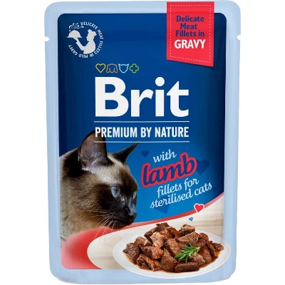 BRIT Premium By Nature Fillets in Gravy for Sterilized cats jagnięciną 24x85g