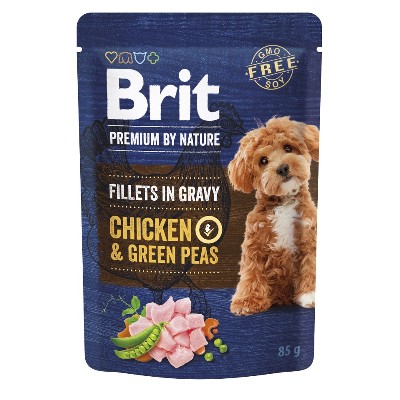 BRIT Premium By Nature Dog Fillets in Gravy kurczakiem zielonym groszkiem 24x85g