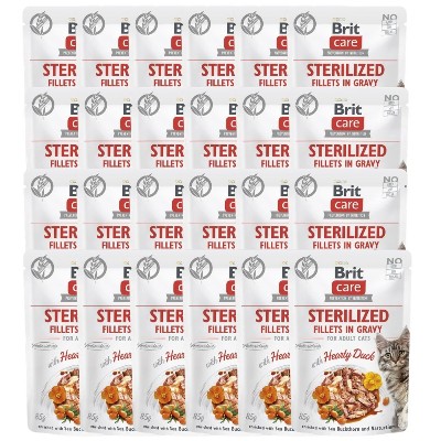 BRIT CARE Fillets in Gravy Pouch Sterilized Hearty Duck 24x85g kaczką dla kotów sterylizowanych