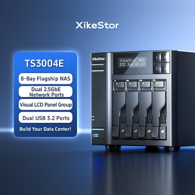 Serwer NAS XikeStor DIY 4bay SATA 4x M2 NVMe SSD 25GbE Dual LAN Ports do domowego biura