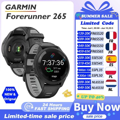Garmin Forerunner 265 Zegarek sportowy GPS na zewnątrz Bieganie Fitness Maraton Pływanie Chiński Częstość serca Krw Tlen smartwatch