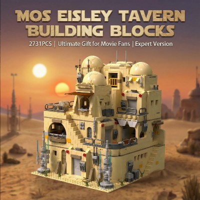 2731 ELEMENTÓW Klocki Konstrukcyjne Gwiezdne Wojny Mos Eisleys Taverna Model Architektoniczny Planety Pustyni Milita Zabawki do Składania dla Dzieci Dorosłych Prezent