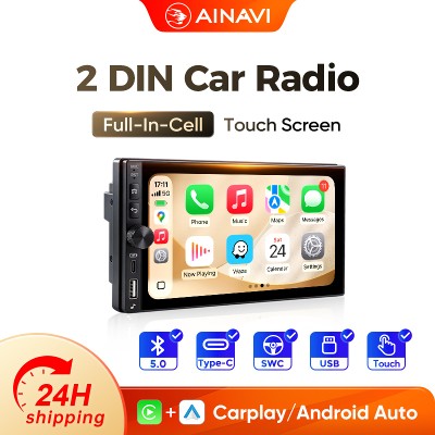 AINAVI K60 Uniwersalne Radio Samochodowe Din Carplay Bezprzewodowy Android Auto HD IPS Ekran Dotykowy BT TypeC Samochodowy Odtwarzacz Multimedialny Autoaudio 2DIN