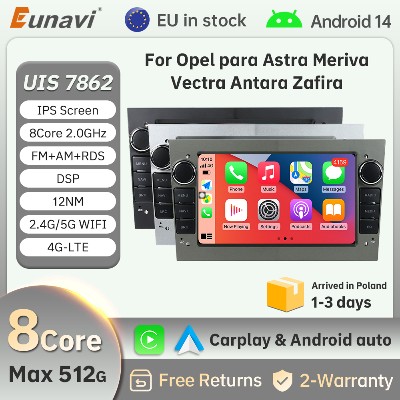 Radio samochodowe Eunavi 2Din systemem multimedialnym do Opel Vauxhall Astra Antara Meriva Vivaro Combo Signum Vectra Corsa bezprzewodowym CarPlay Auto