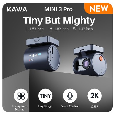 Kamery samochodowe 2K KAWA MINI Pro DVR Tiny Dash Cam 24 Parking Auto Video Recorder WiFi APP Voice Control Car dashcam