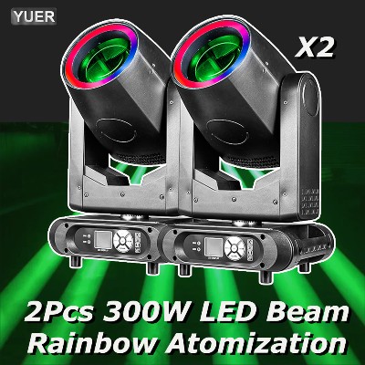 2Pcslot Beam 300W LED Moving Head Lighting And Ring With Rainbow Frost Focusing Effect For Wedding Concert DJ Disco Stage DMX