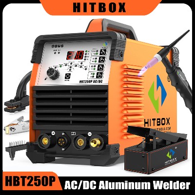 Spawarka aluminiowa HITBOX HBT250P ACDC TIG wielofunkcyjna spawarka HF TIG precyzyjna spawarka impulsowa cyfrowa 2T4T Argon