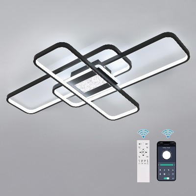 Lampy sufitowe LED ściemnialne kwadratowe oprawy oświetleniowe pilotem 3000K4500K6500K do jadalni sypialni