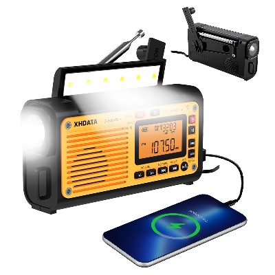 Radio Solarnie Korbką Awaryjną XHDATA D608WB FMAMSWNOAA Alert Przenośne Radio Ładowanie Power Bank 3000mAh Latarka LED