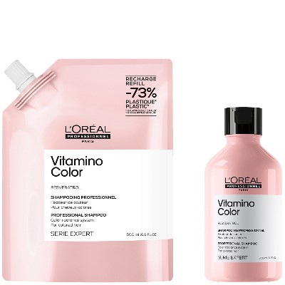 LOréal Professionnel Vitamino Color Shampoo 300ml and Refill Pack 500ml for coloured hair