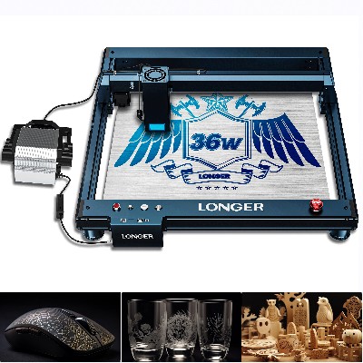 Laserowa maszyna do cięcia grawerowania B1 30W pompą powietrzną obszar roboczy 450440mm WIFI prędkość 36000mmmin zestaw do grawerowania wielokolorowego